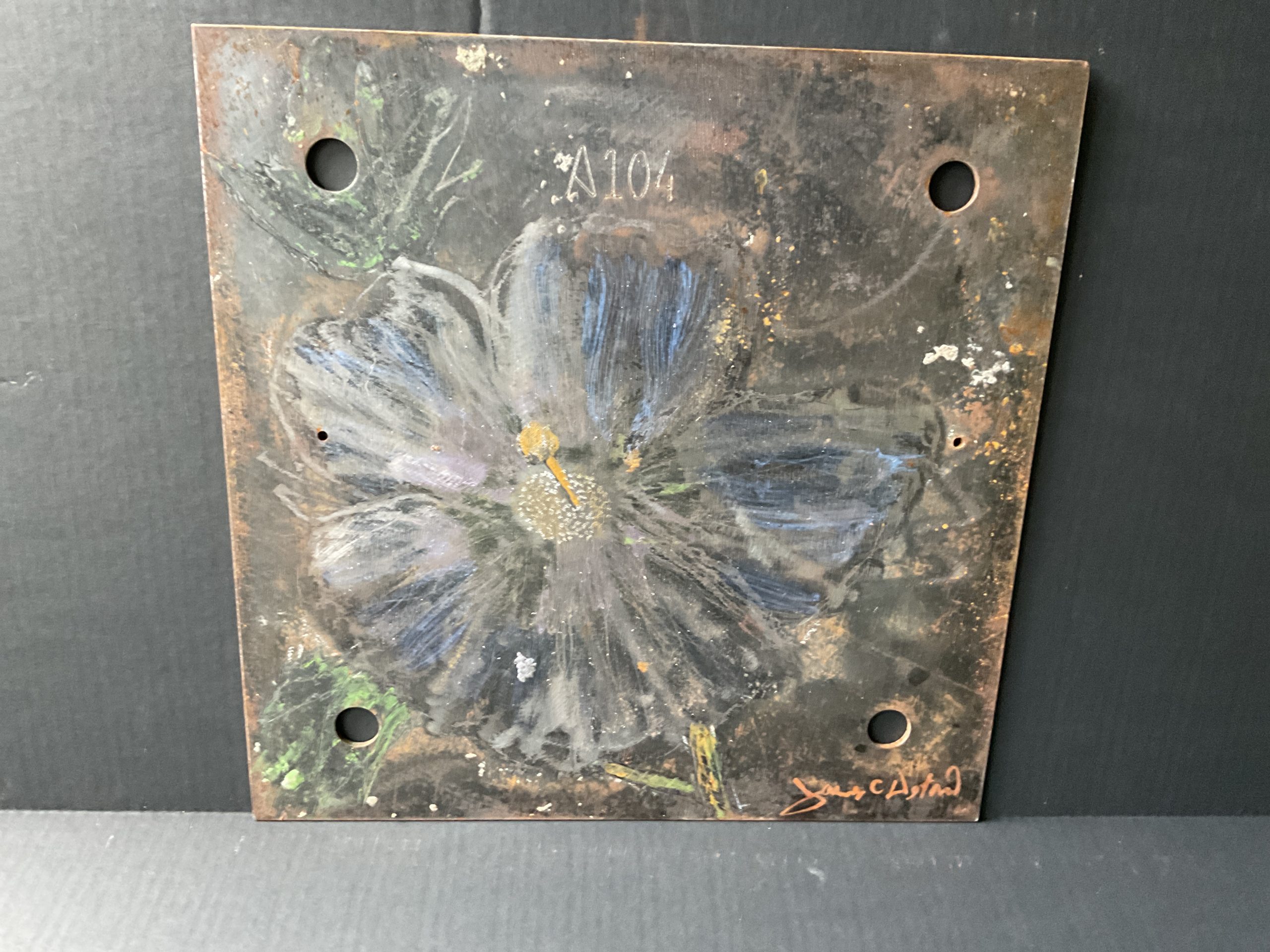 Mixed media steel metal work with airbrush